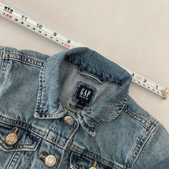 ~ Gap Kids S Jean Jacket Snaps Medium Wash Pockets Denim Cotton Blue Soft Unisex - Picture 12 of 15